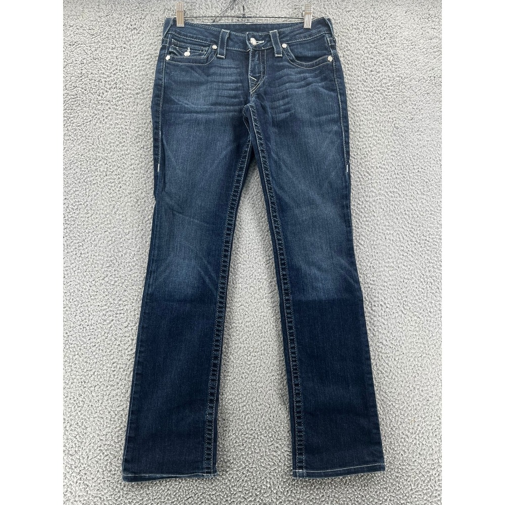True Religion Brand Jeans Womens 27 Dark Wash Straight Leg Crystal Made in USA